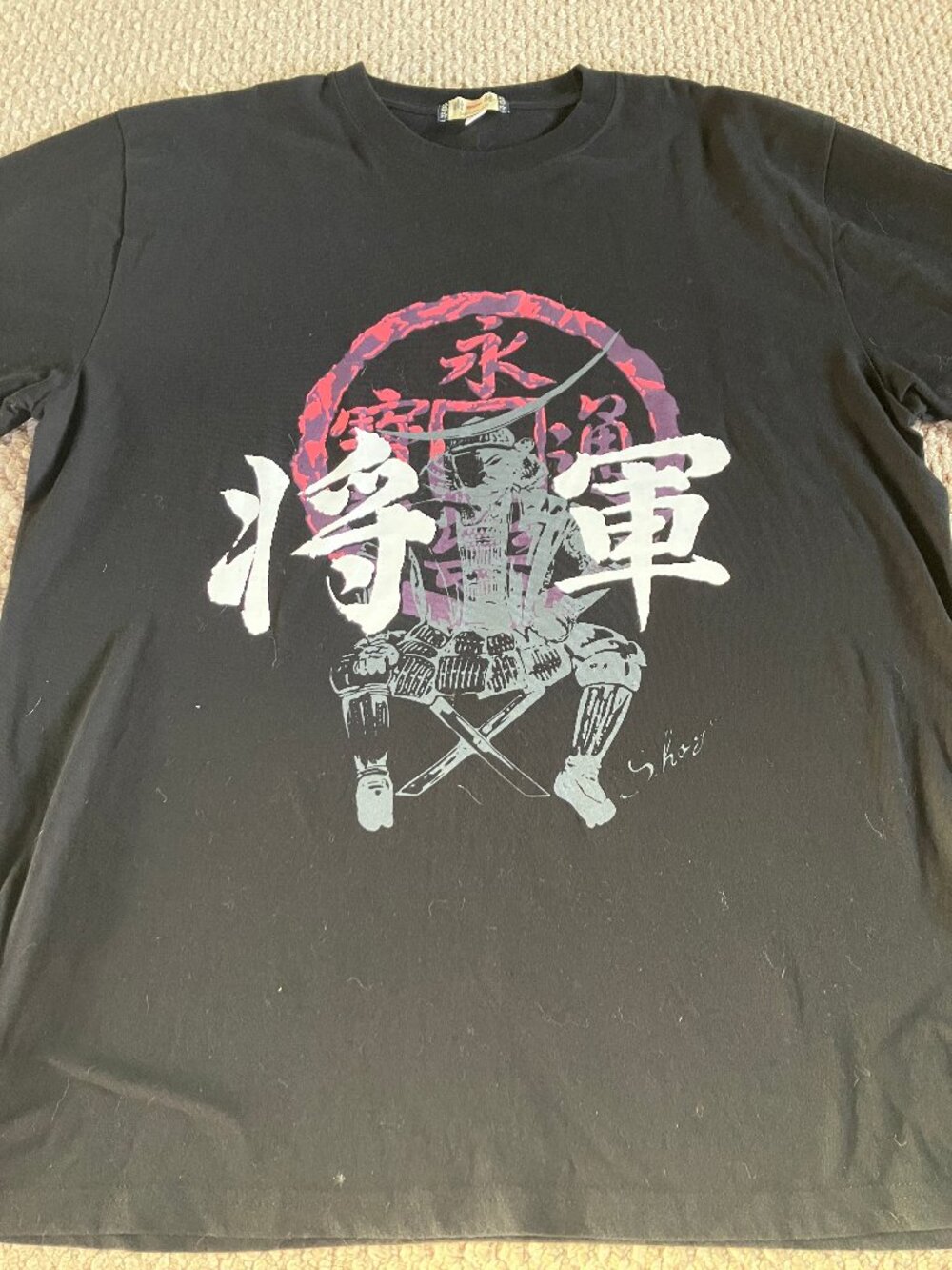 Rare Vintage Kyoto Julin Co Ltd Shogun Samurai Black T Shirt Cotton XL LL Japan